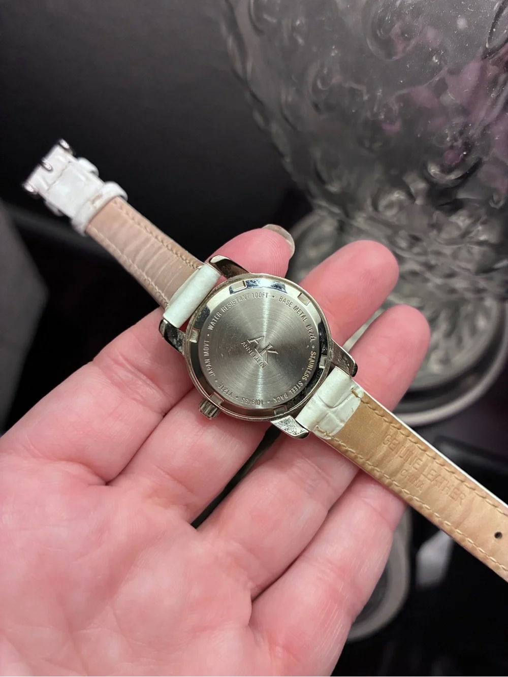 GUC Anne Klein Classic White Leather Strap Watch